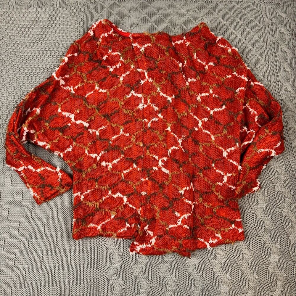 Hayden Girls Red and Brown Patterned Cardigan 7/8